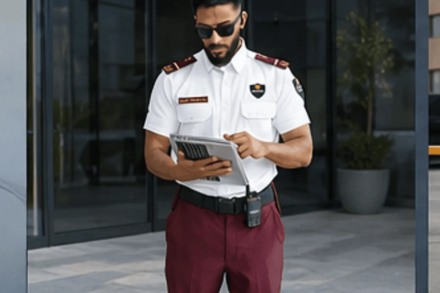 Security officers providing manned guarding coverage